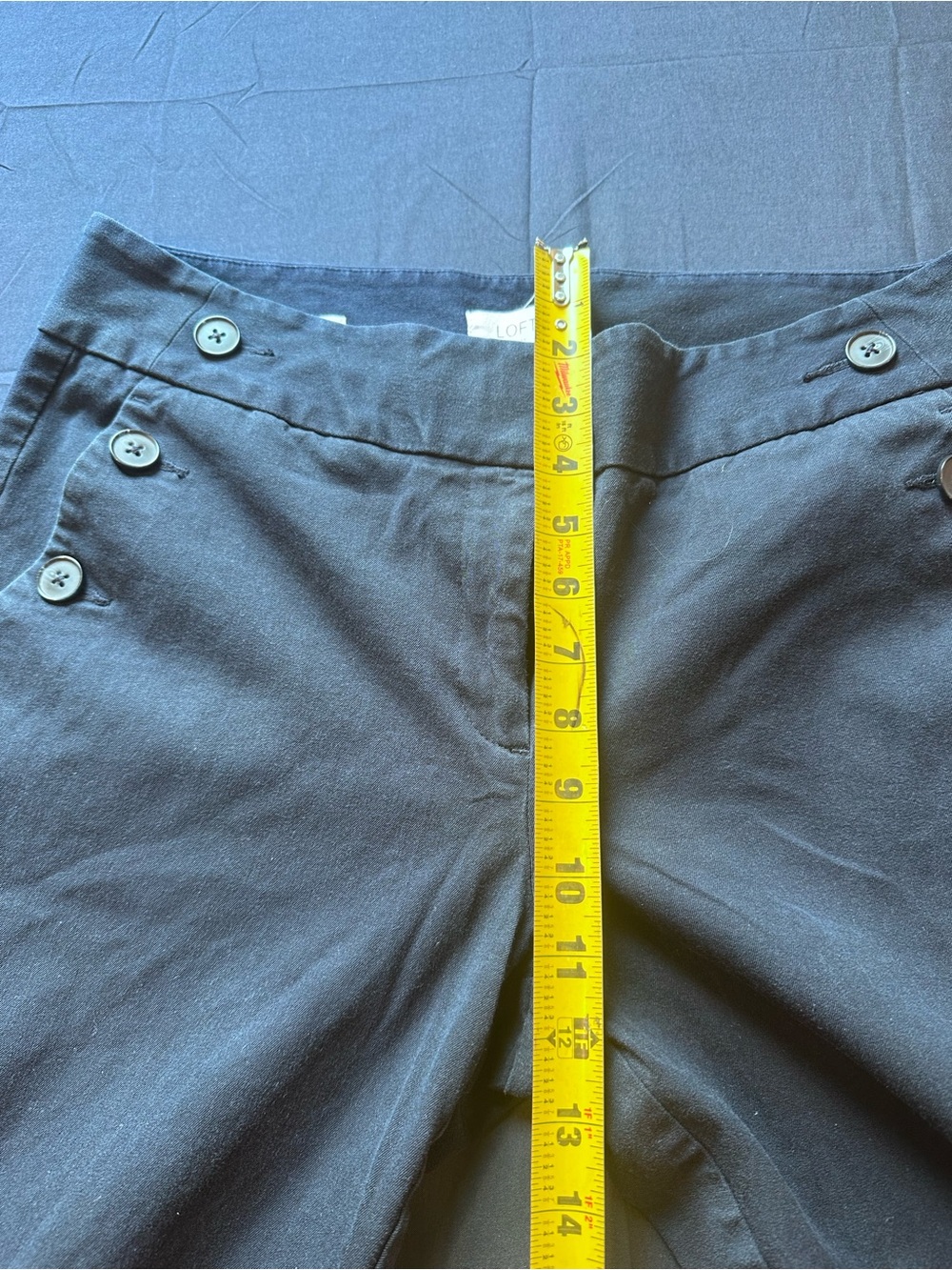LOFT Navy Chinos with Decorative Side Buttons - Picture 7 of 9